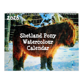 2026 Hardy Shetlandponnyer Vattenfärg Målning Kons Kalender