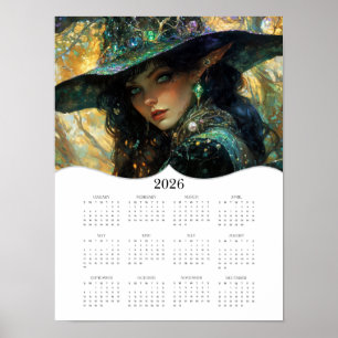 2026 Häxa Full År Årlig Väggkalender Poster