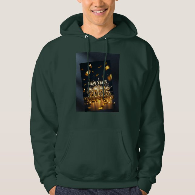 2026 Hoodie - Festive Deep Forest Green Pullover (Framsida)