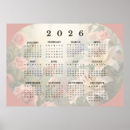 2026 Horisontell Väggkalender Affisch