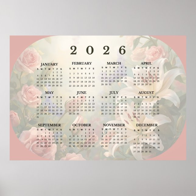 2026 Horisontell Väggkalender Affisch (Framsidan)