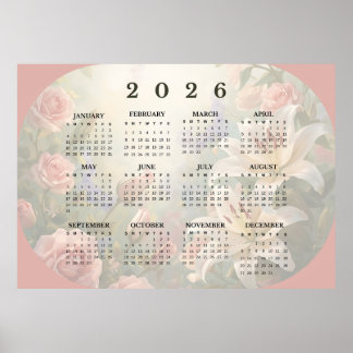 2026 Horisontell Väggkalender Poster