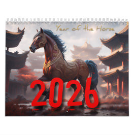 2026 Horse Year Chinese Zodiac Animals by IA Cal Kalender