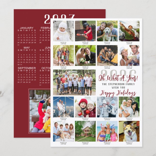 2026 Hur var året 18 bilder textning 2027 kalender Julkort (Fram/baksida)