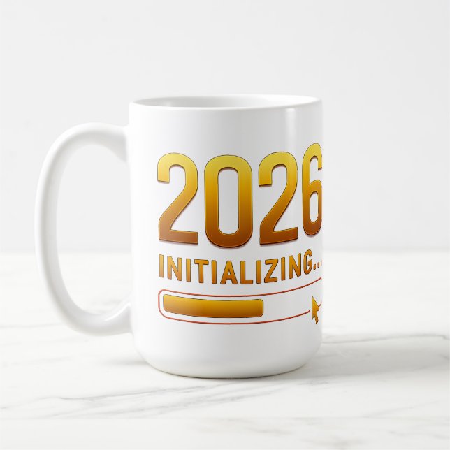 2026 Initialiserar Futuristiskt Guld Röd Förlopp  Kaffemugg (Vänster)
