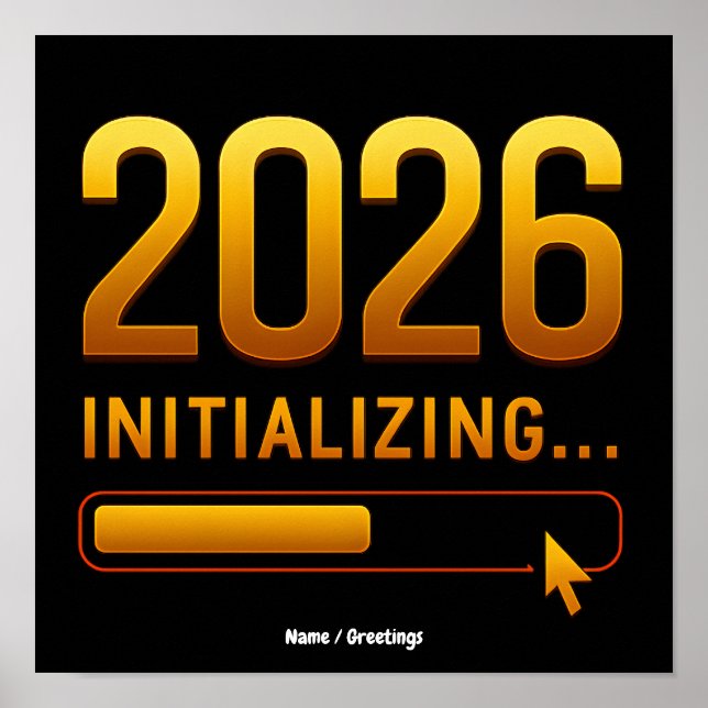 2026 Initierar Futuristiskt Guld Röd Förlopp  Poster (Framsidan)
