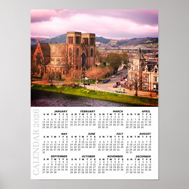 2026 Inverness Calendar, Scottish Highlands Poster (Framsidan)