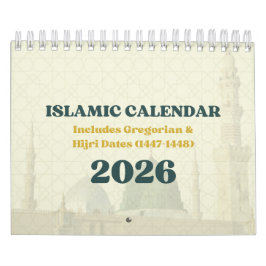 2026 islamisk Hijri-kalender | Gregoriansk + Hijri Kalender