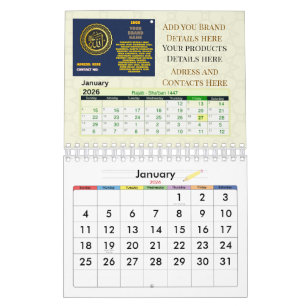 2026 islamisk Hijri-kalender Gregoriansk + Hijri Kalender