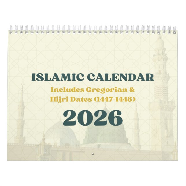 2026 islamisk Hijri-kalender | Gregoriansk + Hijri Kalender (Omslag)