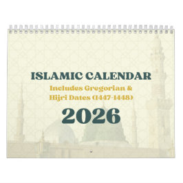 2026 islamisk Hijri-kalender | Gregoriansk + Hijri Kalender