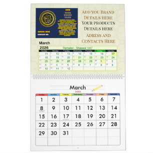 2026 Islamska Hijri-kalender Gregoriansk + Hijri Kalender