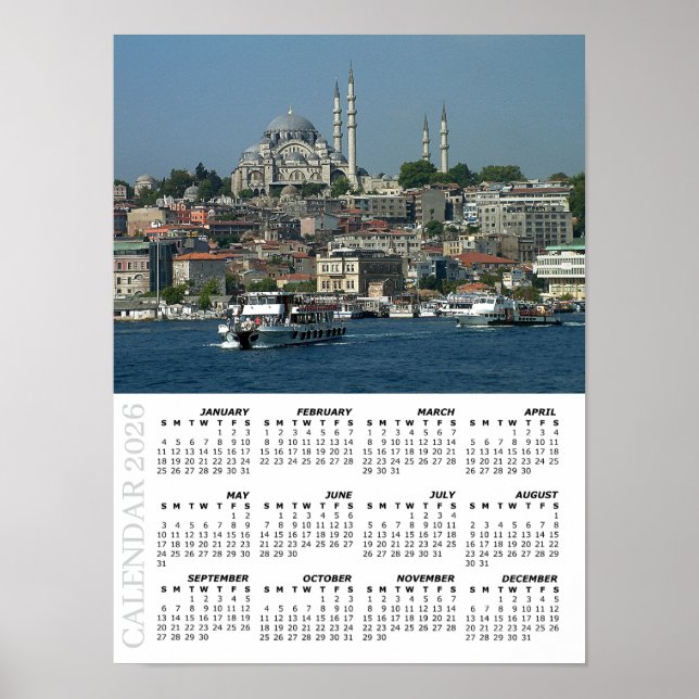 2026 Istanbul Calendar, Sultan Ahmed, Turkey Poster (Framsidan)