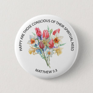 2026 JW År Text Matteus 5v3 Vårblommor Knapp