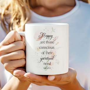 2026 JW År Text Matthew 5:3 med Vår blommor Kaffemugg
