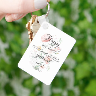 2026 JW År Text Matthew 5:3 med Vår blommor Nyckelring