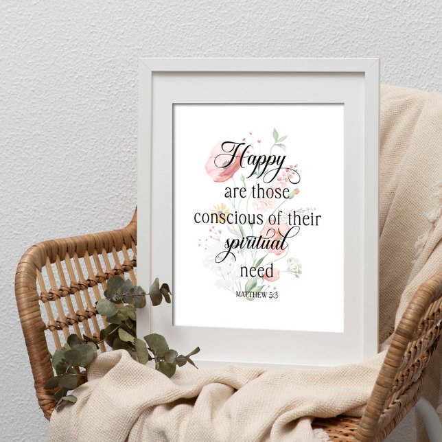 2026 JW År Text Matthew 5:3 med Vår blommor Poster (Skapare uppladdad)