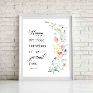 2026 JW År Text med Vår blommor Matthew 5:3 Poster