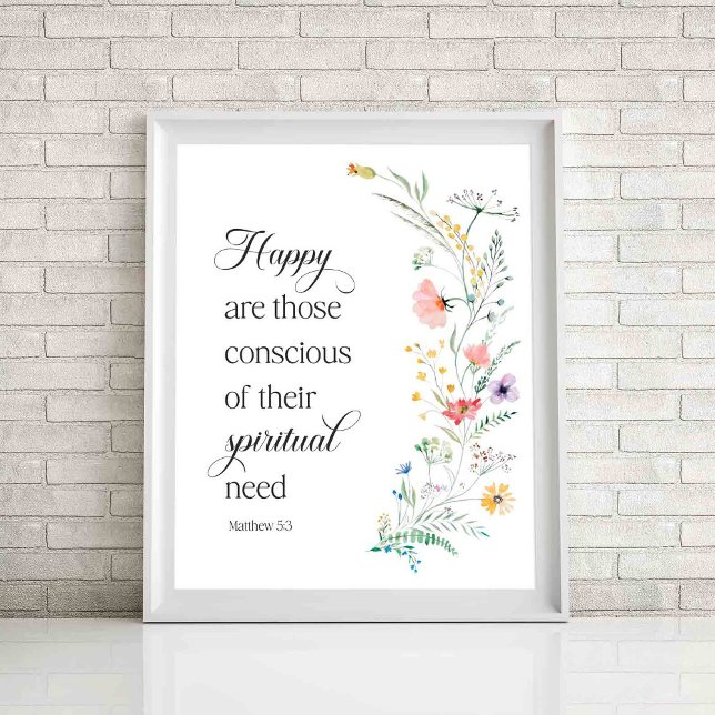 2026 JW År Text med Vår blommor Matthew 5:3 Poster (Skapare uppladdad)