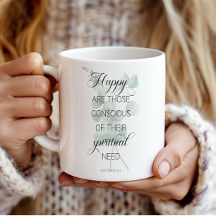 2026 JW Year Text Matthew 5:3 Grönt Eucalyptus Kaffemugg