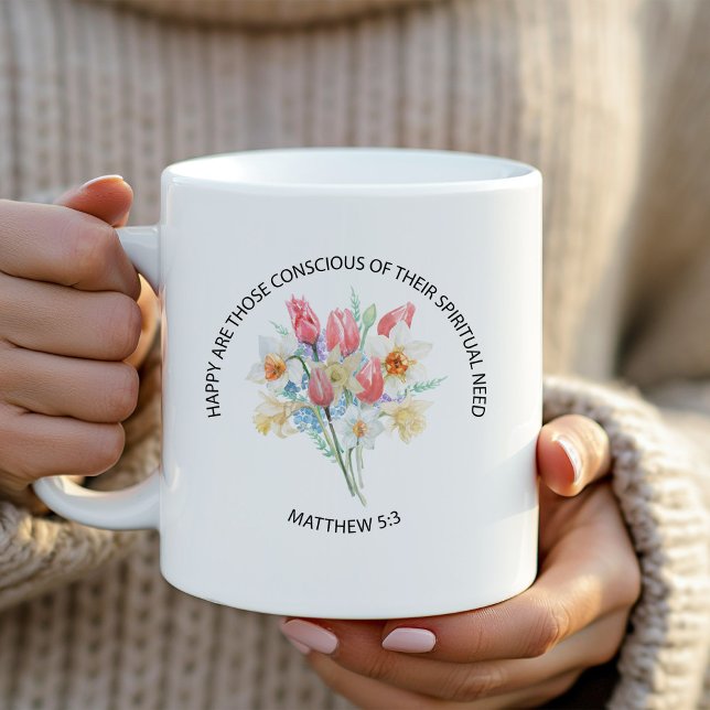 2026 JW Year Text Matthew 5v3 Spring Flowers Kaffemugg (Skapare uppladdad)