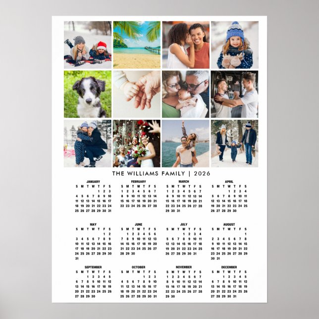 2026 Kalender 12 Fotokollage Poster (Framsidan)