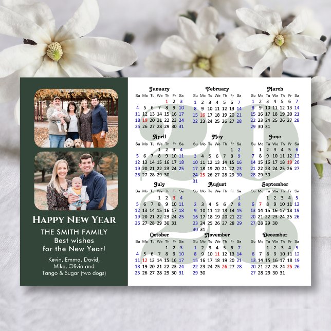 2026 Kalender 2 Foto Modern Sage Grönt Magnetic (Skapare uppladdad)
