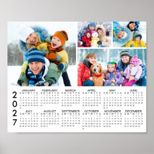 2026 Kalender 4 Foto Collage Personlig Poster