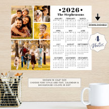 2026 Kalender 4 Foto Collage Personlig Poster
