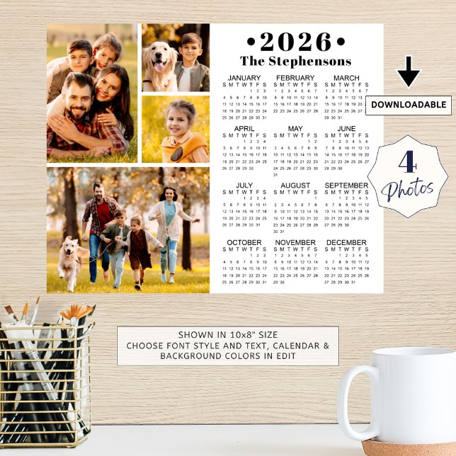2026 Kalender 4 Foto Collage Personlig Poster (Skapare uppladdad)
