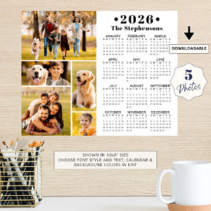 2026 Kalender 5 Foto Collage Personlig Poster