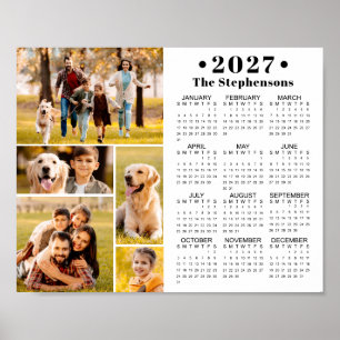 2026 Kalender 5 Foto Collage Personlig Poster