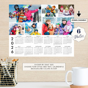 2026 Kalender 6 Foto Collage Personlig Poster