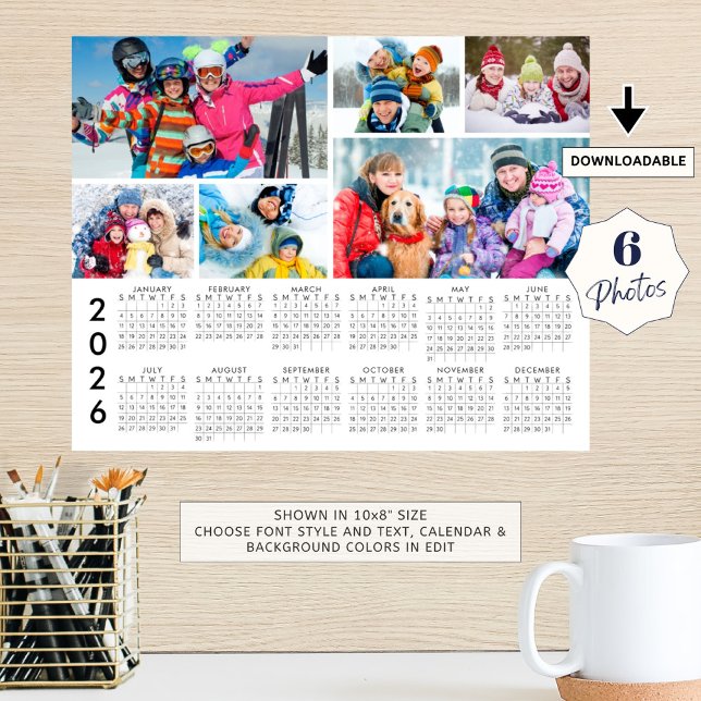 2026 Kalender 6 Foto Collage Personlig Poster (Skapare uppladdad)