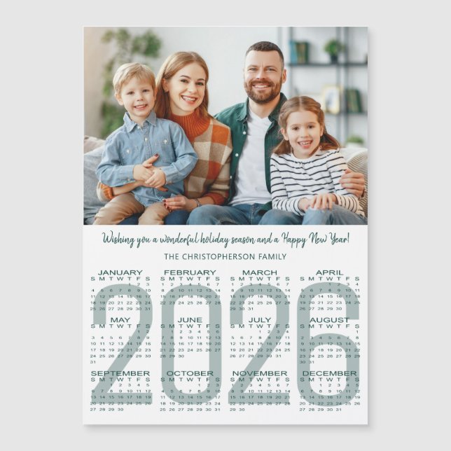 2026 Kalender Anpassad Färg Modern Julkort (Framsida)