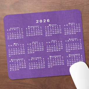 2026 Kalender Anpassad Foto Lila Linne Textur Musmatta