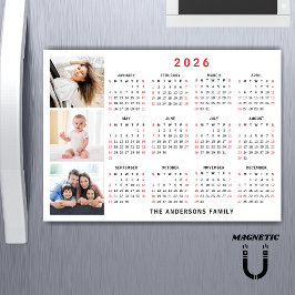 2026 Kalender Anpassat Namn Foto Collage Magnet