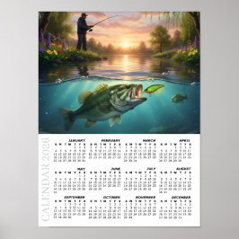 2026 Kalender, Bassfiske, vårfloden / Fisk Poster