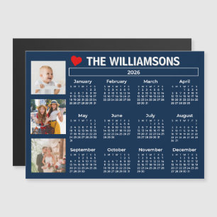 2026 Kalender Blå Vit Foto Collage Magnet