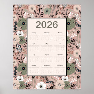 2026 Kalender Blommönster Poster