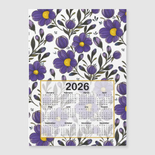 2026 Kalender Blue Violet Flowers med Löv