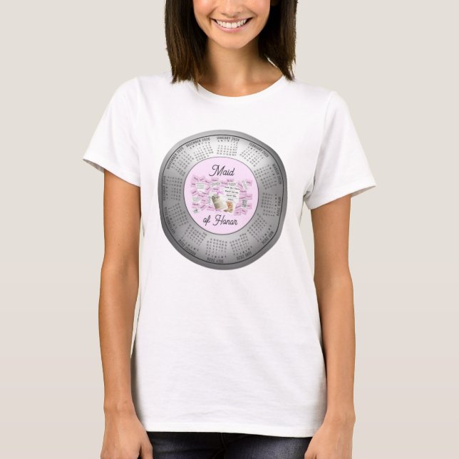 2026 Kalender Bröllop Maid of honor Tee T-Shirt (Framsida)