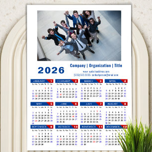 2026 - Kalender - Business Photo Simple Blue Red