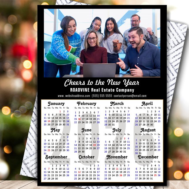 2026 Kalender Buzsiness Foto Modern Black Minimum Julkort (Skapare uppladdad)