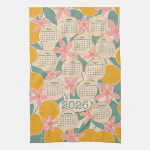 2026 Kalender - citrus & blommor Kökshandduk