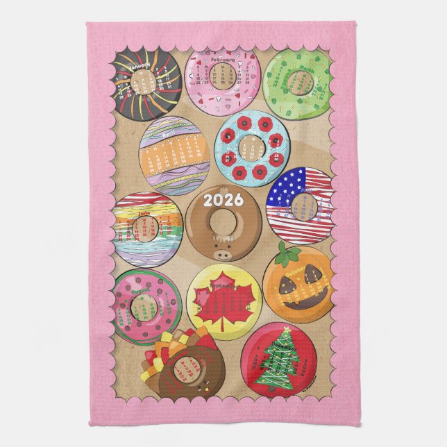 2026 Kalender Donuts Kitchen Towels Kökshandduk (Vertikal)