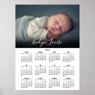 2026 Kalender Elegant Skript Namn Foto Poster