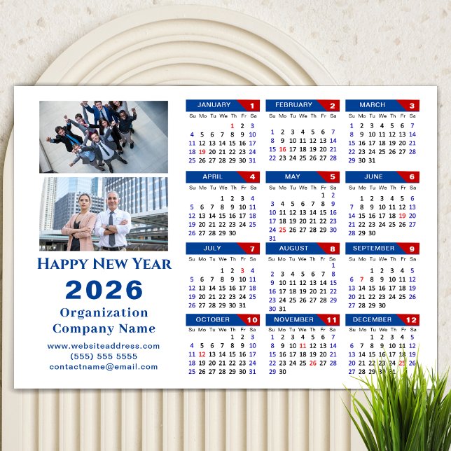 2026 - Kalender - Enkelt röd magnetfärg för företa (Skapare uppladdad)