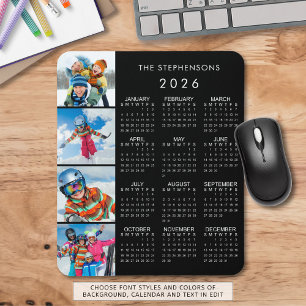 2026 Kalender Familj 4 Foto Personlig Färg Musmatta