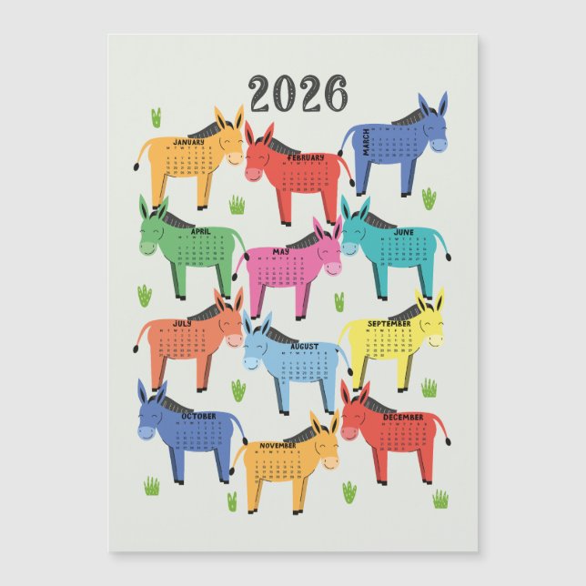 2026 Kalender - färgfull Donkey (Framsida)
